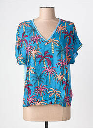 T-shirt imprimé fantaisie manches courtes bleu BLANC BOHEME femme