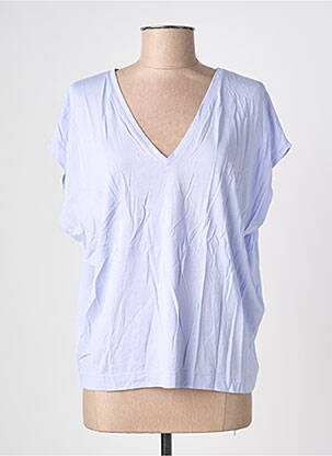 T-shirt coupe droite manches courtes violet BLANC BOHEME femme