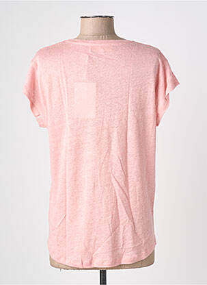 T-shirt col v manches courtes rose BLANC BOHEME femme