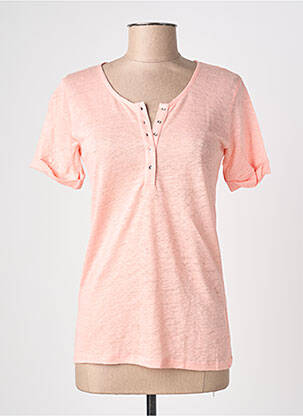 T-shirt coupe cintrée manches courtes rose BLANC BOHEME femme