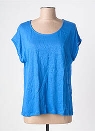 T-shirt coupe droite manches courtes bleu BLANC BOHEME femme