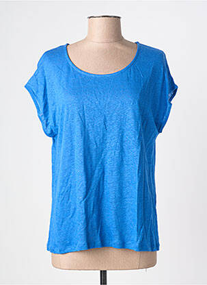 T-shirt coupe droite manches courtes bleu BLANC BOHEME femme