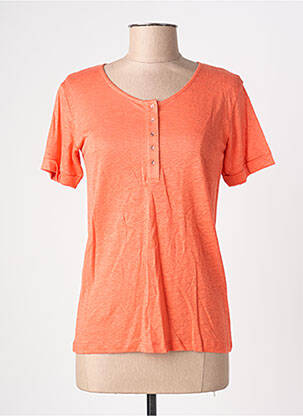T-shirt coupe cintrée manches courtes orange BLANC BOHEME femme