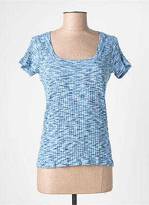 T-shirt coupe cintrée manches courtes bleu BLANC BOHEME femme