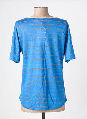 T-shirt coupe droite manches courtes bleu BLANC BOHEME femme