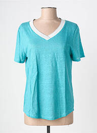 T-shirt coupe droite manches courtes bleu BLANC BOHEME femme