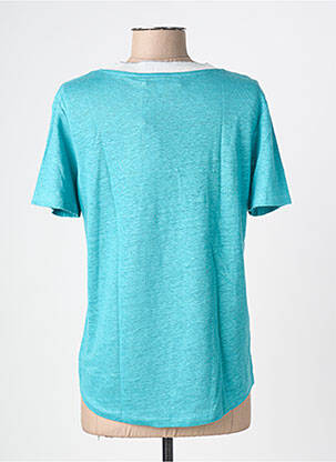 T-shirt coupe droite manches courtes bleu BLANC BOHEME femme
