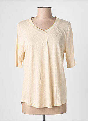 T-shirt coupe droite manches courtes beige BLANC BOHEME femme