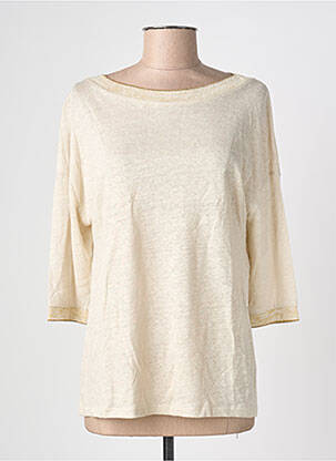 T-shirt manches 3/4 manches 3/4 beige BLANC BOHEME femme