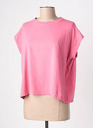 T-shirt col rond manches courtes rose BLANC BOHEME femme