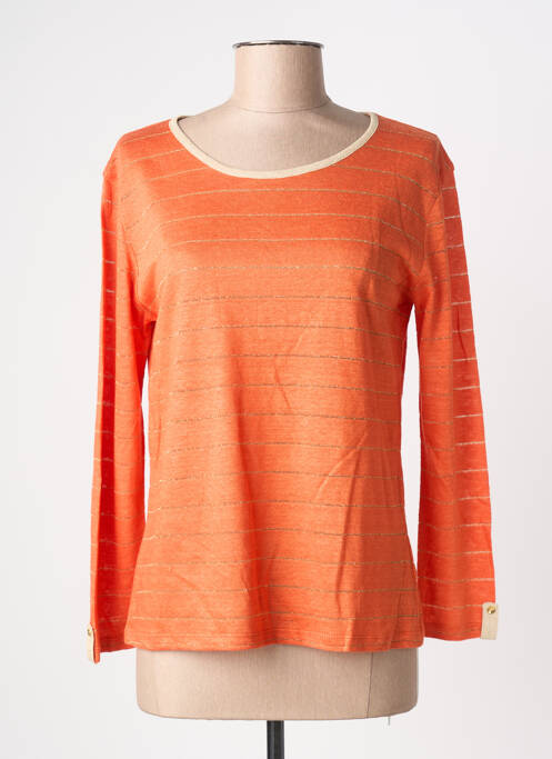 T-shirt manches longues manches longues orange BLANC BOHEME femme