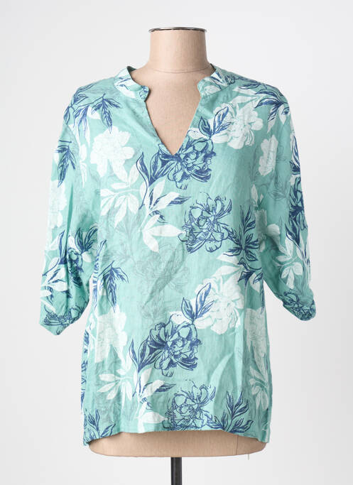 Blouse imprimé fantaisie manches 3/4 bleu BLANC BOHEME femme