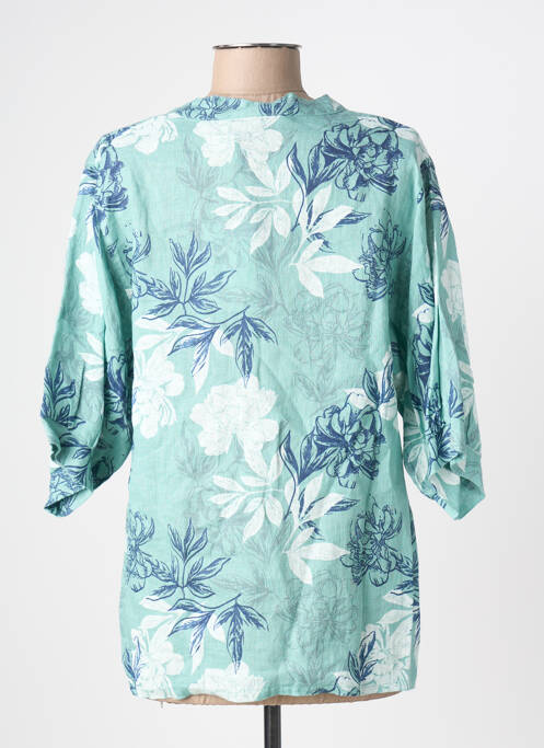 Blouse imprimé fantaisie manches 3/4 bleu BLANC BOHEME femme