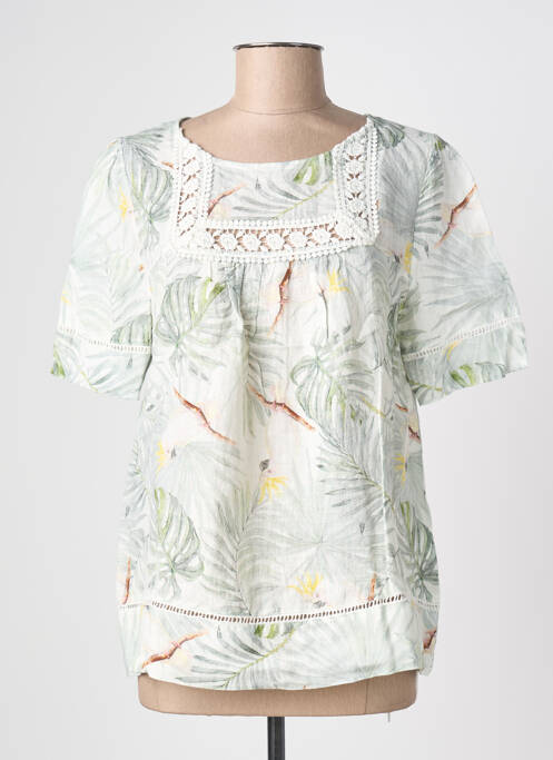 T-shirt imprimé fantaisie manches courtes vert BLANC BOHEME femme