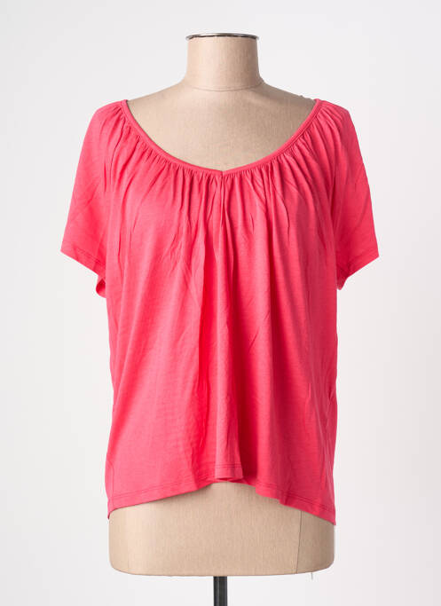 T-shirt coupe droite manches courtes rose BLANC BOHEME femme