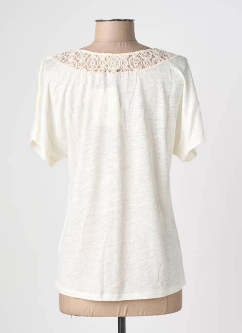 T-shirt coupe cintrée manches courtes beige BLANC BOHEME femme