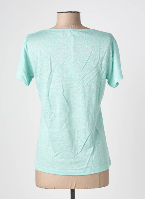 T-shirt col v manches courtes bleu BLANC BOHEME femme