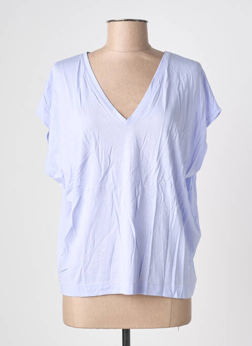 T-shirt coupe droite manches courtes violet BLANC BOHEME femme