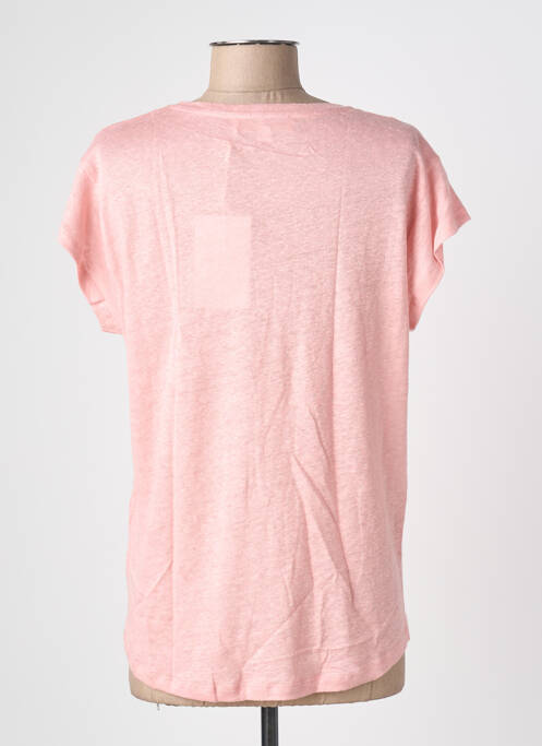 T-shirt col v manches courtes rose BLANC BOHEME femme