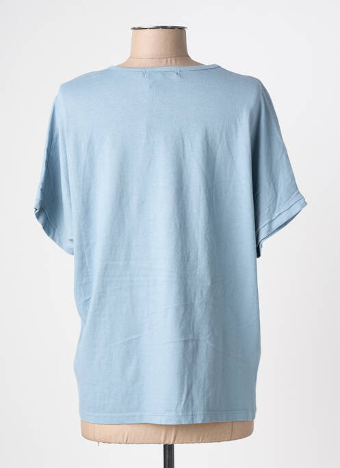 T-shirt coupe droite manches courtes bleu BLANC BOHEME femme