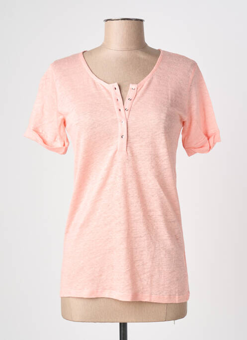 T-shirt coupe cintrée manches courtes rose BLANC BOHEME femme