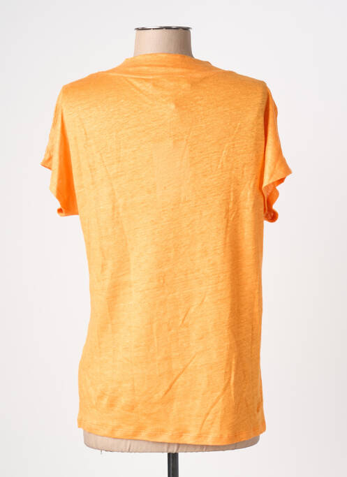 T-shirt coupe droite manches courtes orange BLANC BOHEME femme