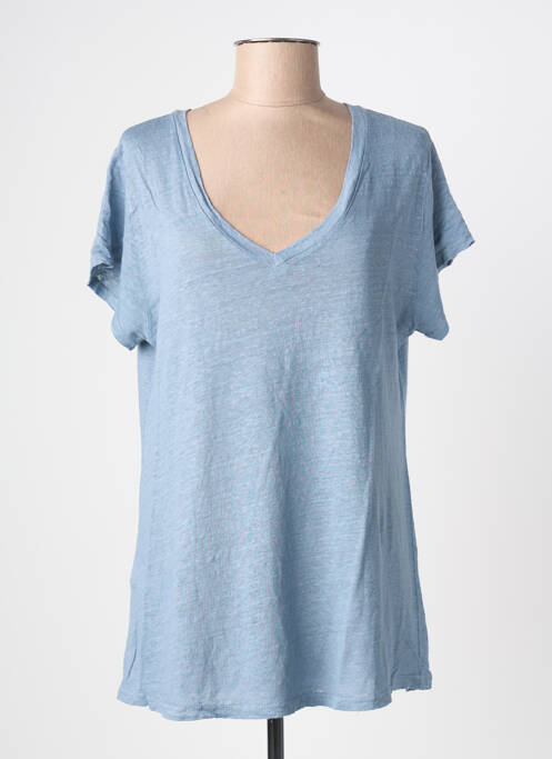 T-shirt coupe droite manches courtes bleu BLANC BOHEME femme