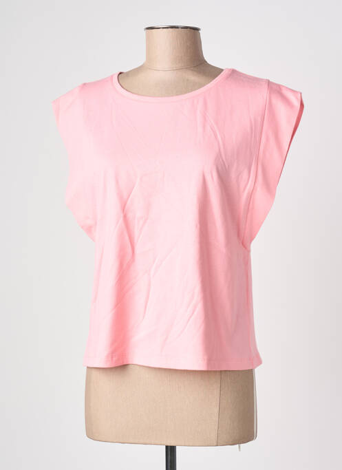 T-shirt coupe cintrée manches courtes rose BLANC BOHEME femme