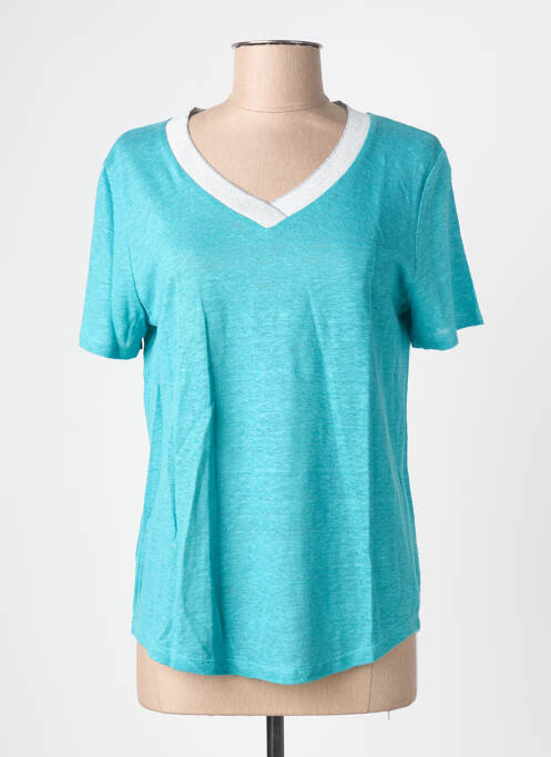 T-shirt coupe droite manches courtes bleu BLANC BOHEME femme