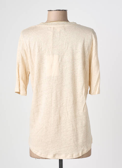 T-shirt coupe droite manches courtes beige BLANC BOHEME femme