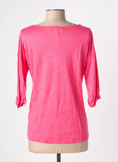 T-shirt manches 3/4 manches 3/4 rose BLANC BOHEME femme