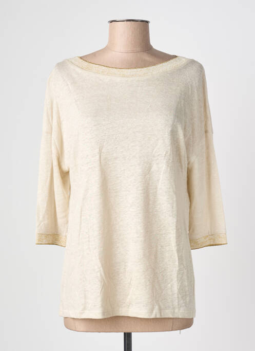 T-shirt manches 3/4 manches 3/4 beige BLANC BOHEME femme