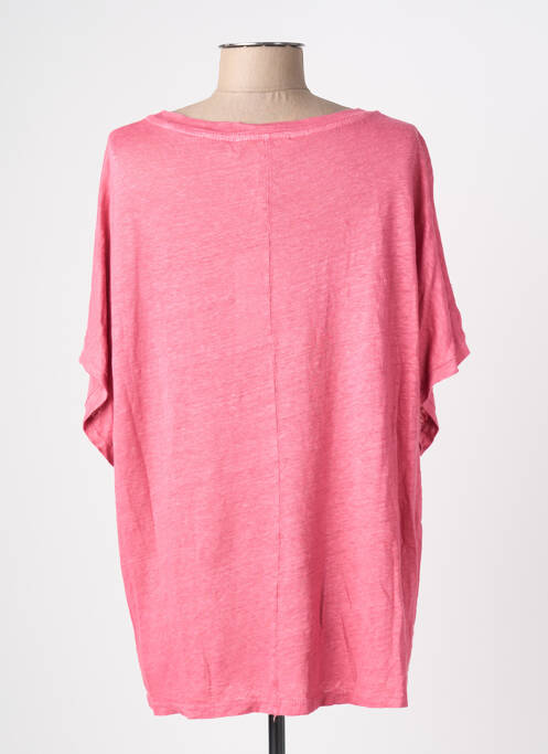 T-shirt col rond manches courtes rose BLANC BOHEME femme