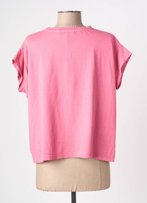 T-shirt col rond manches courtes rose BLANC BOHEME femme