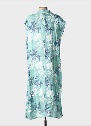 Robe longue manches courtes manches courtes bleu BLANC BOHEME femme