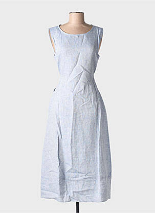 Robe mi-longue sans manche sans manche bleu BLANC BOHEME femme
