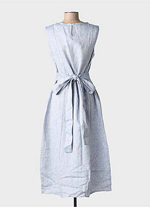 Robe mi-longue sans manche sans manche bleu BLANC BOHEME femme