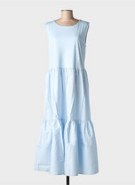 Robe longue coupe évasée sans manche bleu BLANC BOHEME femme