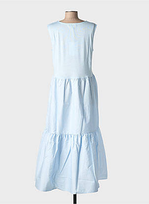 Robe longue coupe évasée sans manche bleu BLANC BOHEME femme