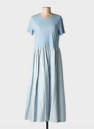 Robe longue manches courtes manches courtes bleu BLANC BOHEME femme