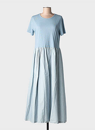 Robe longue manches courtes manches courtes bleu BLANC BOHEME femme