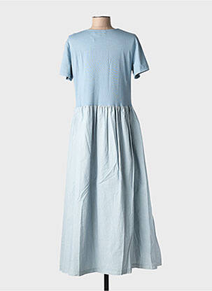 Robe longue manches courtes manches courtes bleu BLANC BOHEME femme