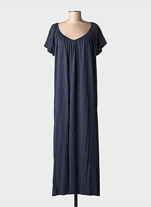 Robe longue manches courtes manches courtes bleu BLANC BOHEME femme