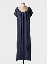 Robe longue manches courtes manches courtes bleu BLANC BOHEME femme