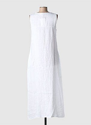 Robe longue tissage crêpe sans manche blanc BLANC BOHEME femme