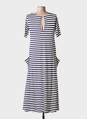 Robe longue manches courtes manches courtes bleu BLANC BOHEME femme
