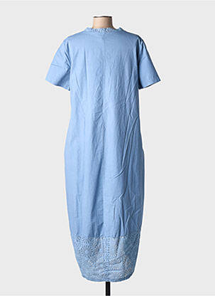 Robe mi-longue manches courtes manches courtes bleu BLANC BOHEME femme