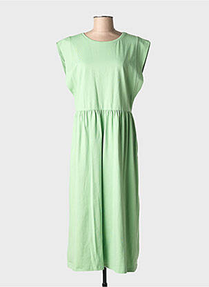 Robe longue manches courtes manches courtes vert BLANC BOHEME femme