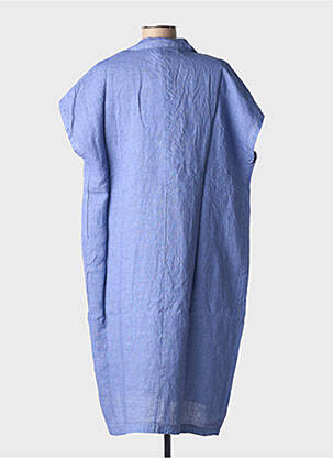 Robe mi-longue tissage crêpe manches courtes violet BLANC BOHEME femme