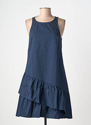 Robe courte sans manche sans manche bleu BLANC BOHEME femme